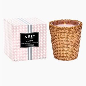 NEST New York Rattan Himalayan Salt & Rosewater Classic Candle NEW 8.1 oz